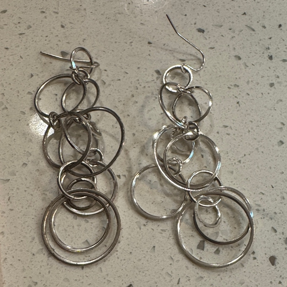 Sterling silver cascading circle dangle earrings